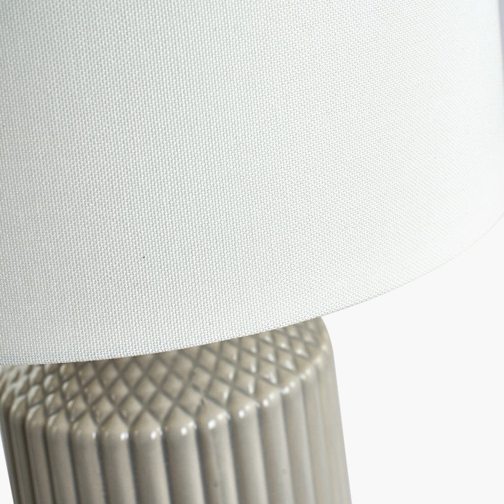 Meribel Grey Geo Textured Tall Ceramic Table Lamp.