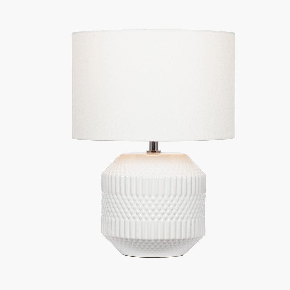 Pacific Lifestyle Lighting Meribel White Geo Textured Ceramic Table Lamp House of Isabella UK