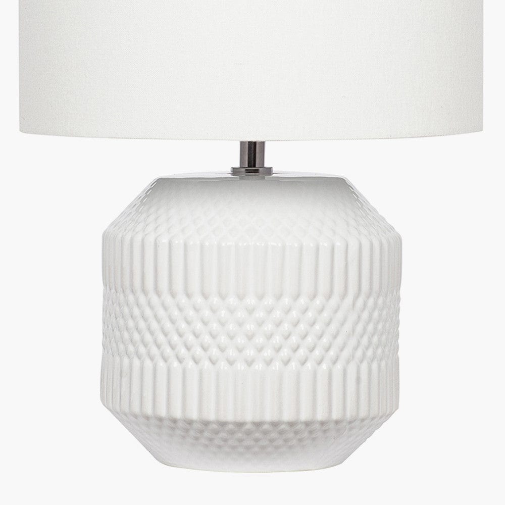 Pacific Lifestyle Lighting Meribel White Geo Textured Ceramic Table Lamp House of Isabella UK