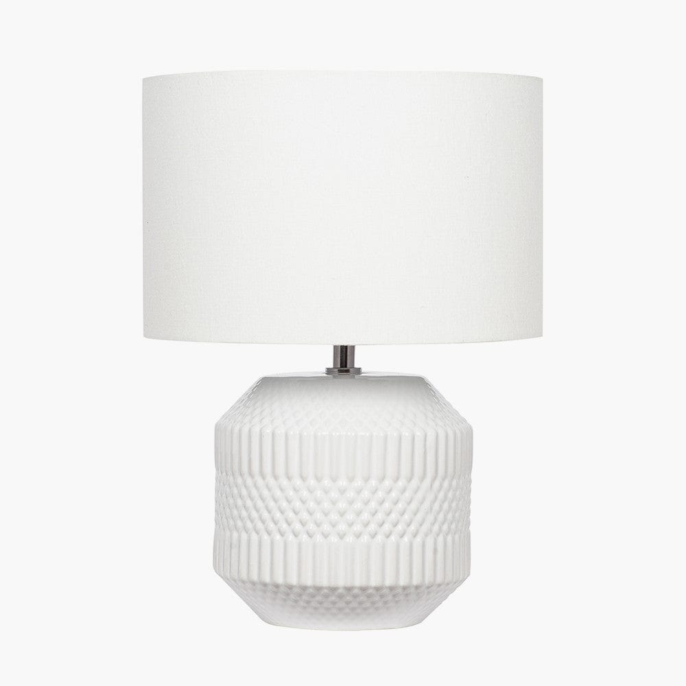 Pacific Lifestyle Lighting Meribel White Geo Textured Ceramic Table Lamp House of Isabella UK