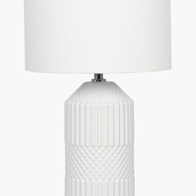 Pacific Lifestyle Lighting Meribel White Geo Textured Tall Ceramic Table Lamp House of Isabella UK