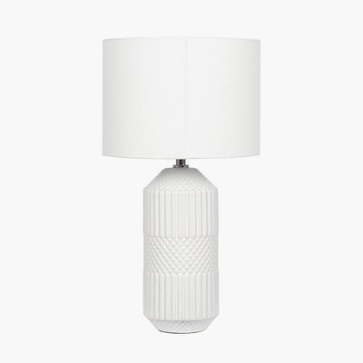 Pacific Lifestyle Lighting Meribel White Geo Textured Tall Ceramic Table Lamp House of Isabella UK