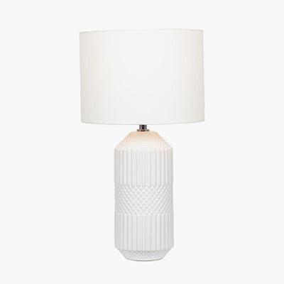 Pacific Lifestyle Lighting Meribel White Geo Textured Tall Ceramic Table Lamp House of Isabella UK