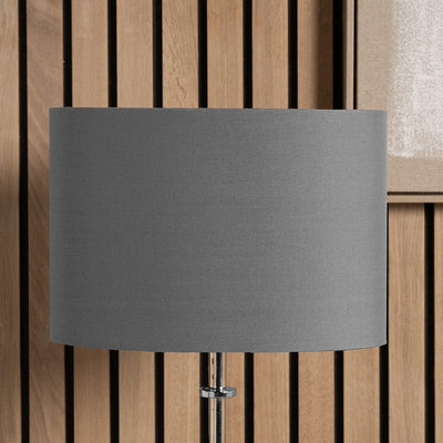 Pacific Lifestyle Lighting Mia 30cm Steel Grey Oval Poly Cotton Shade House of Isabella UK