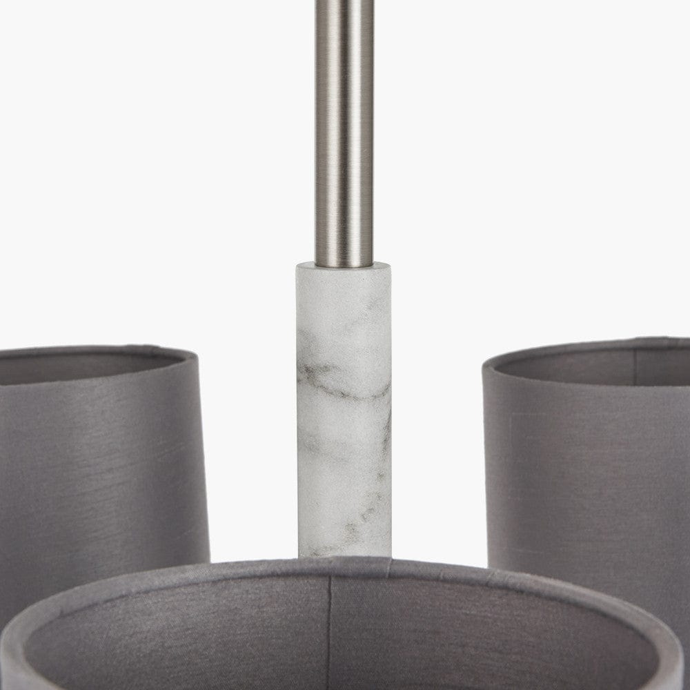 Midland Brushed Nickel and Grey Marble Effect 3 Arm Pendant.