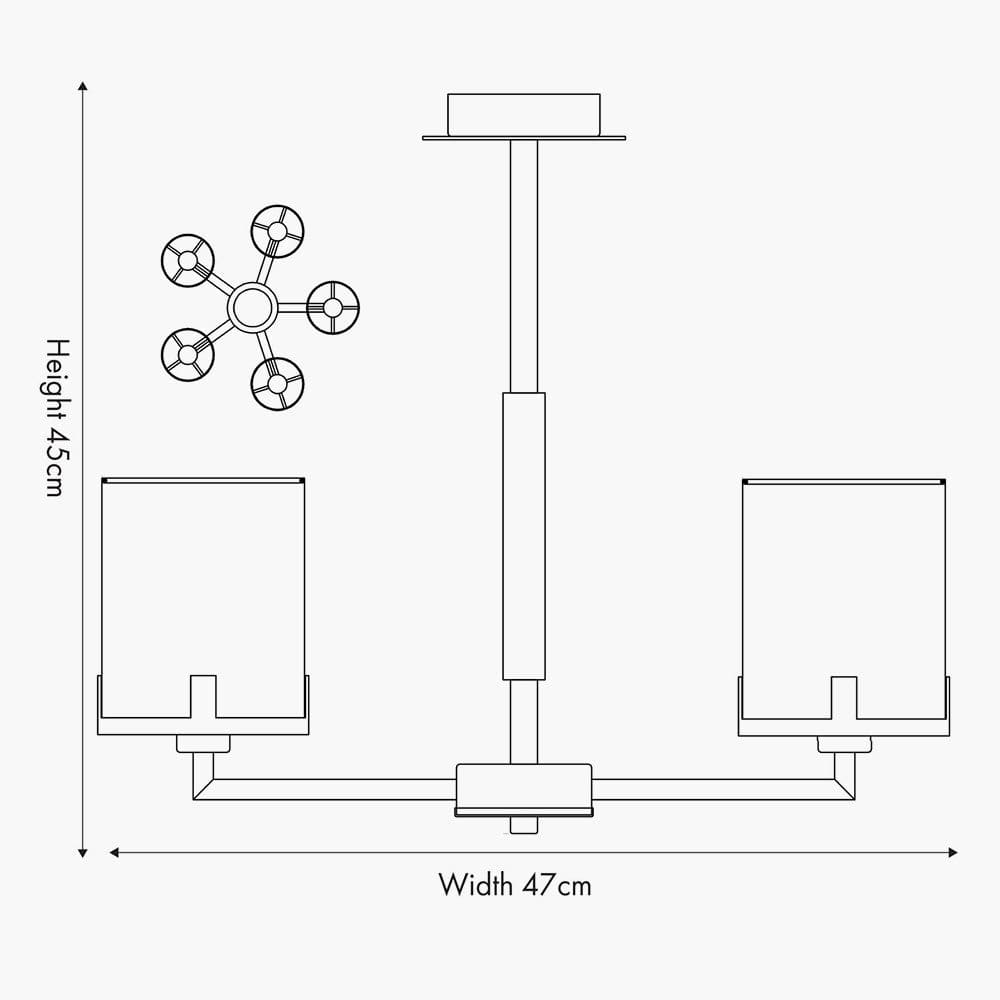 Midland Brushed Nickel and Grey Marble Effect 5 Arm Pendant.