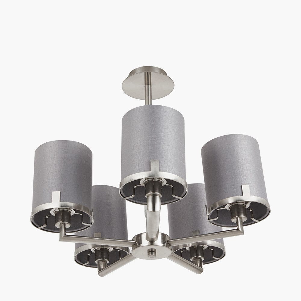 Midland Brushed Nickel and Grey Marble Effect 5 Arm Pendant.