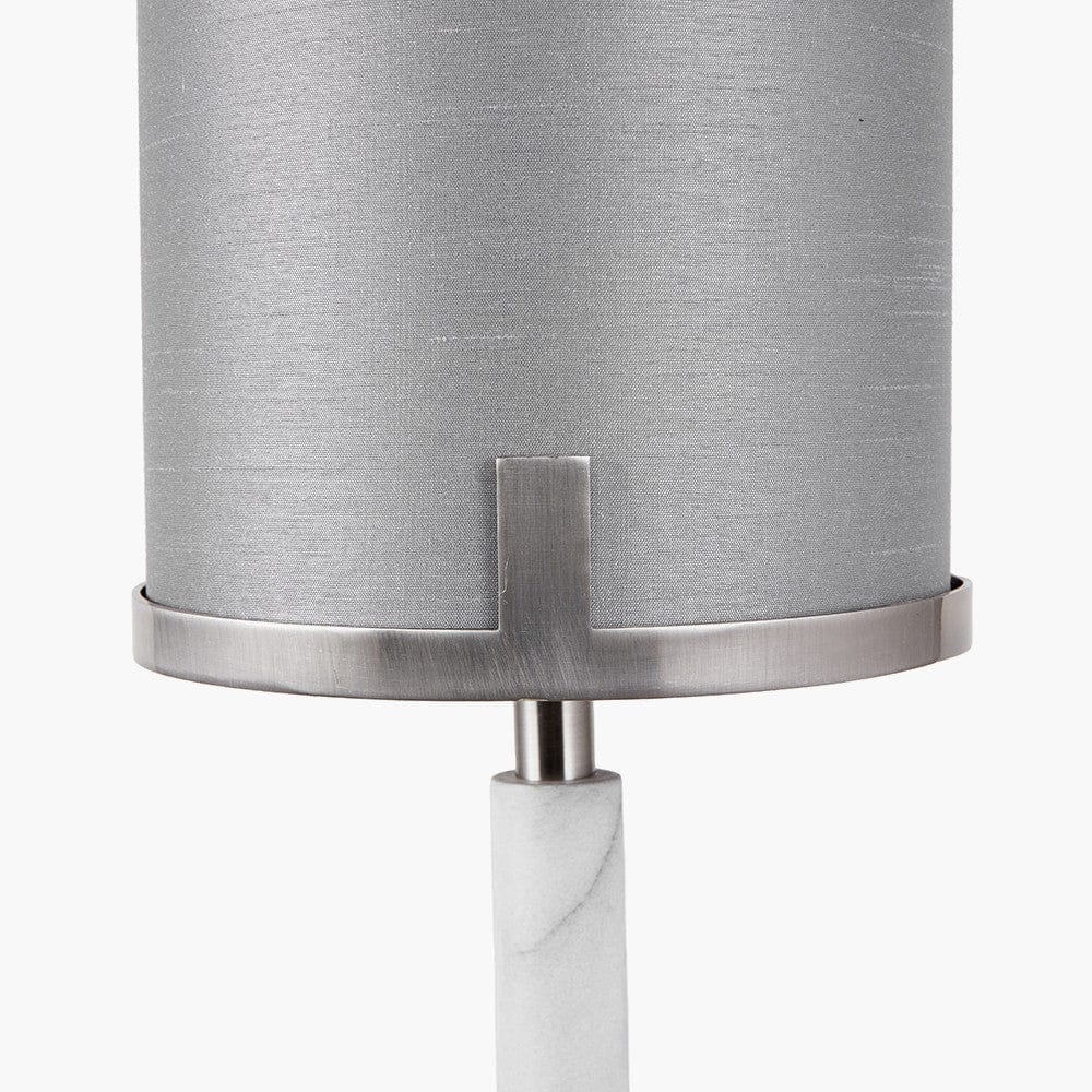 Midland Brushed Nickel and Grey Marble Effect Floor Lamp.