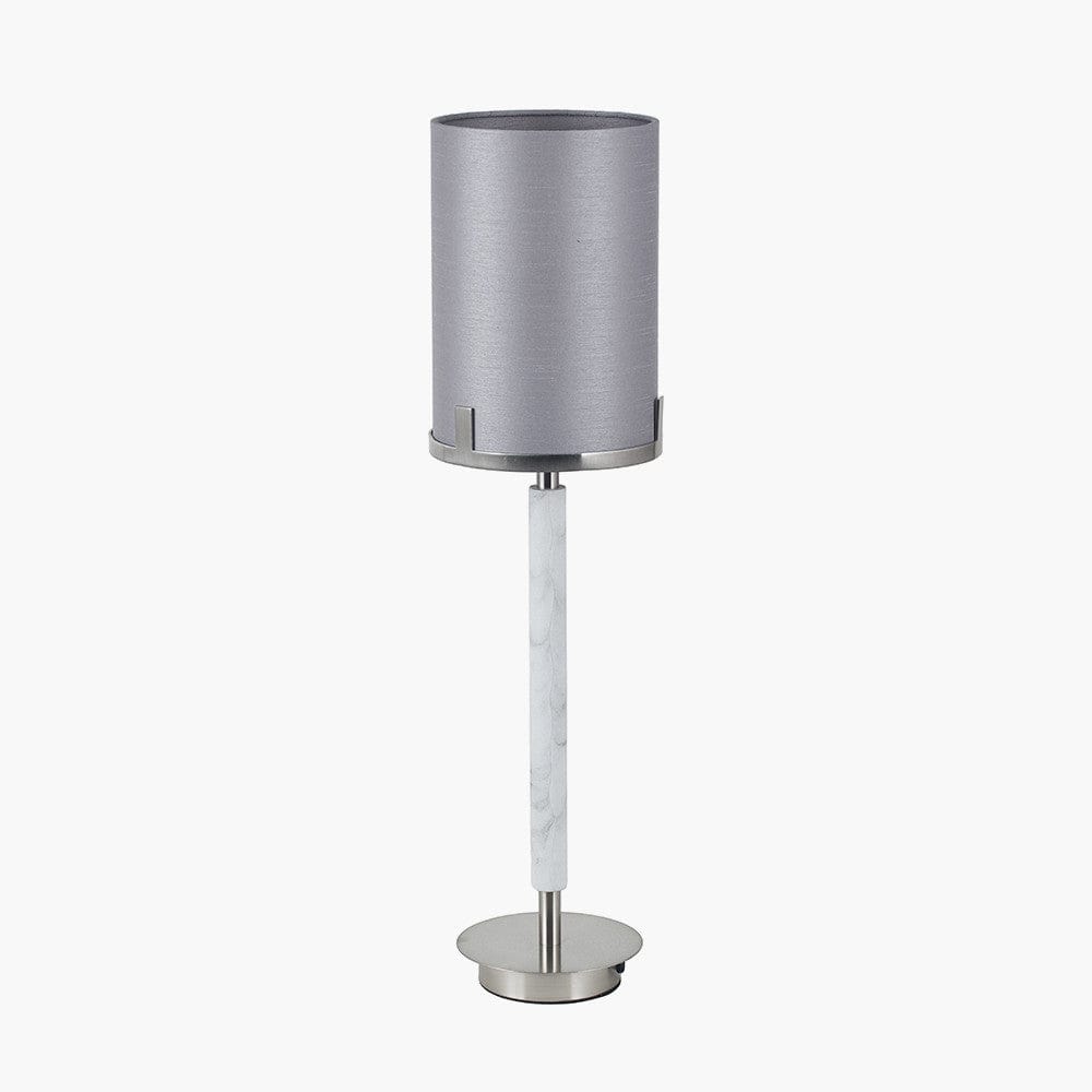 Midland Brushed Nickel and Grey Marble Effect Table Lamp.