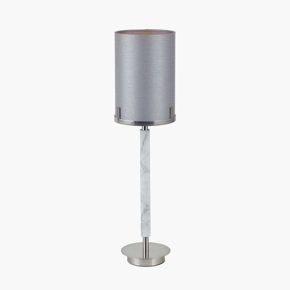 Midland Brushed Nickel and Grey Marble Effect Table Lamp.