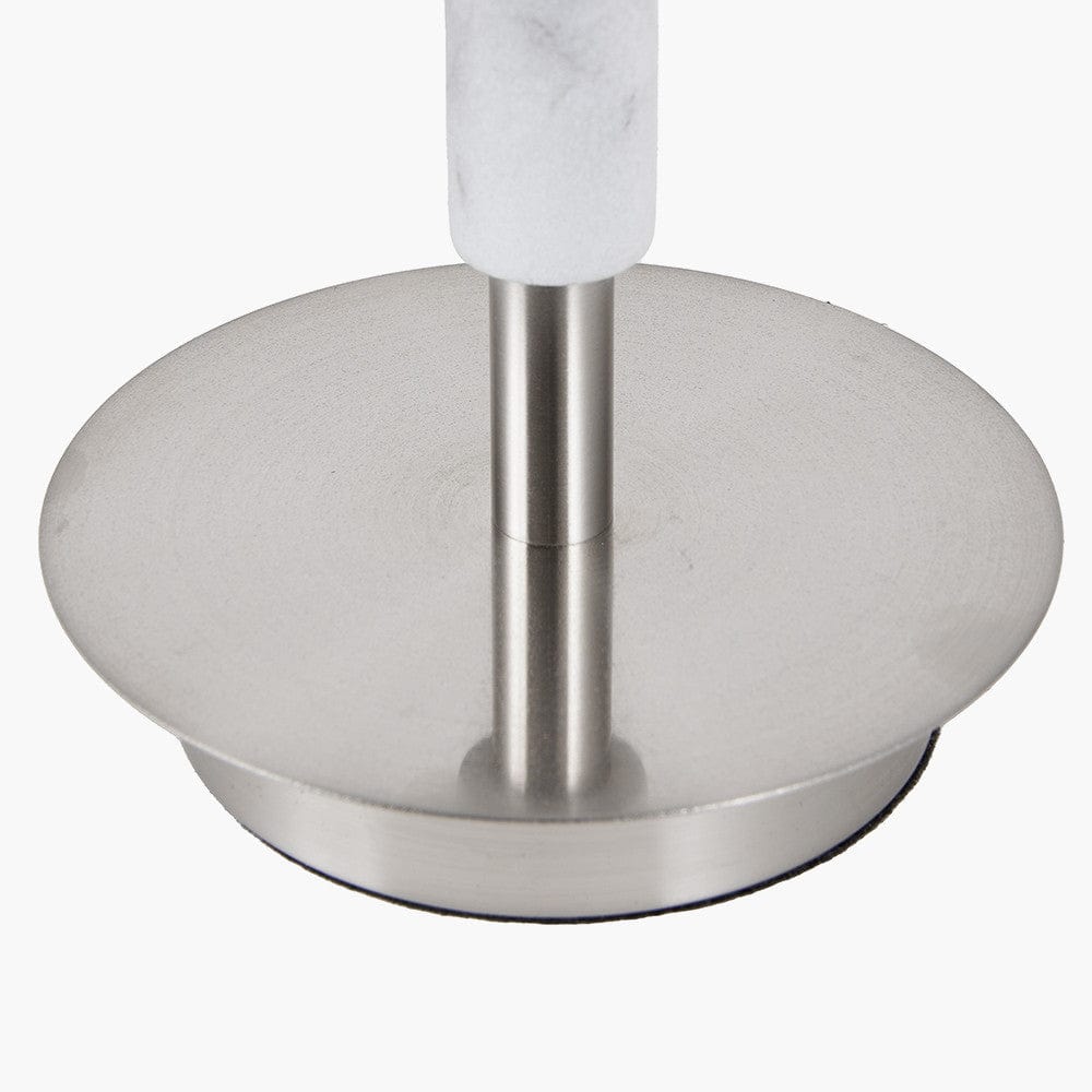 Midland Brushed Nickel and Grey Marble Effect Table Lamp.