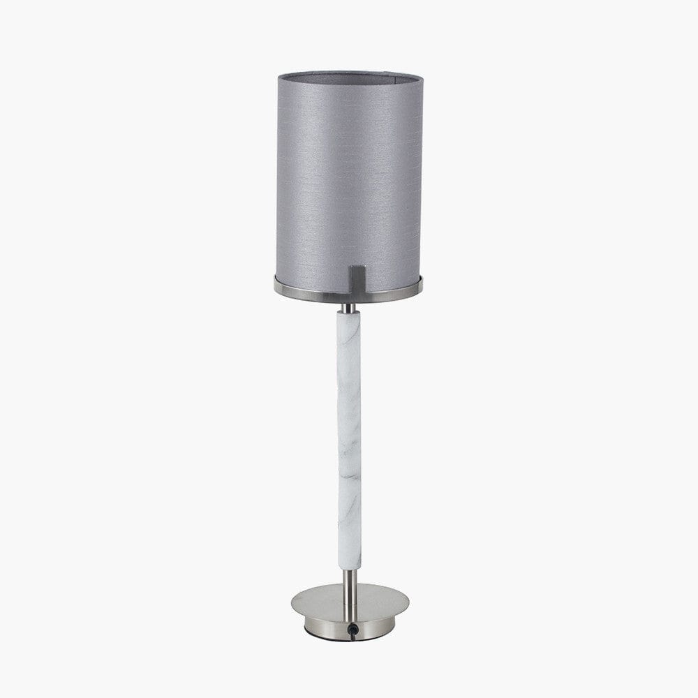 Midland Brushed Nickel and Grey Marble Effect Table Lamp.