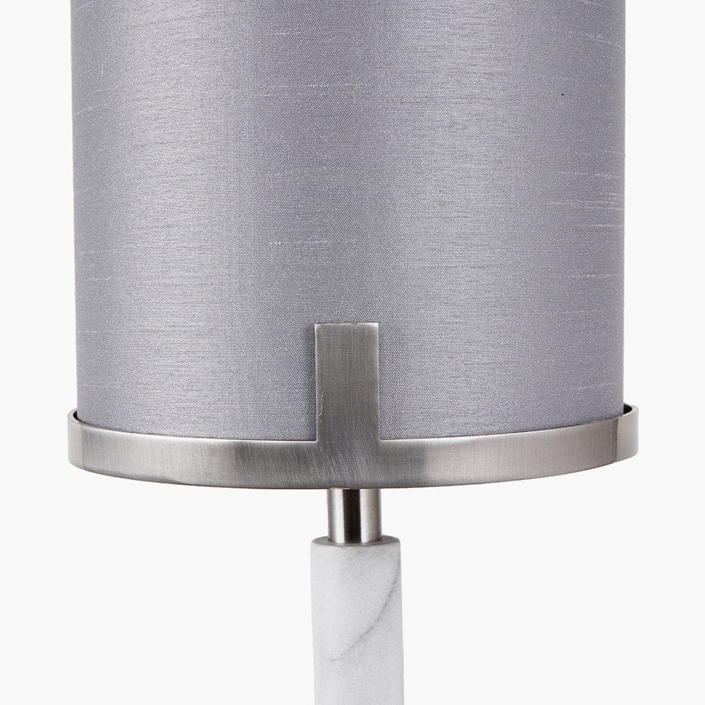 Midland Brushed Nickel and Grey Marble Effect Table Lamp.