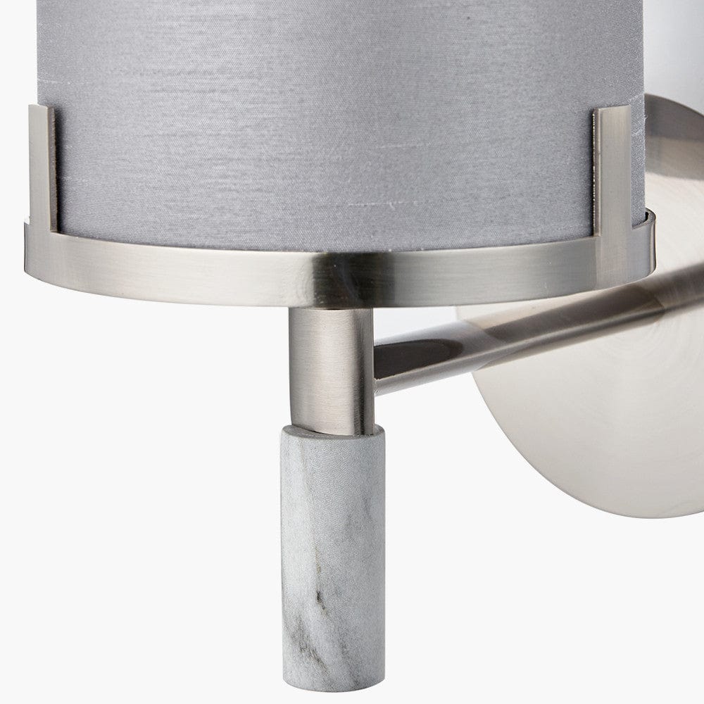 Midland Brushed Nickel and Grey Marble Effect Wall Light.