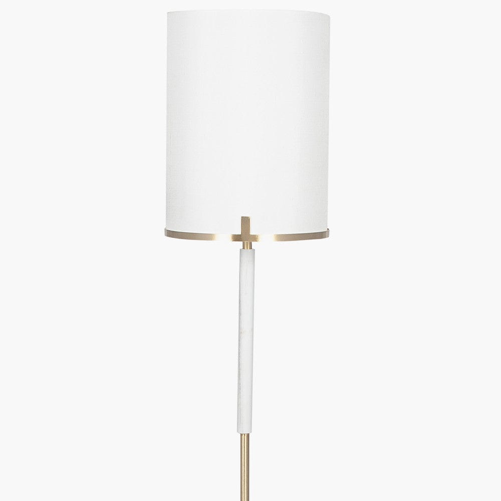 Midland Champagne Gold Metal and Marble Effect Floor Lamp.