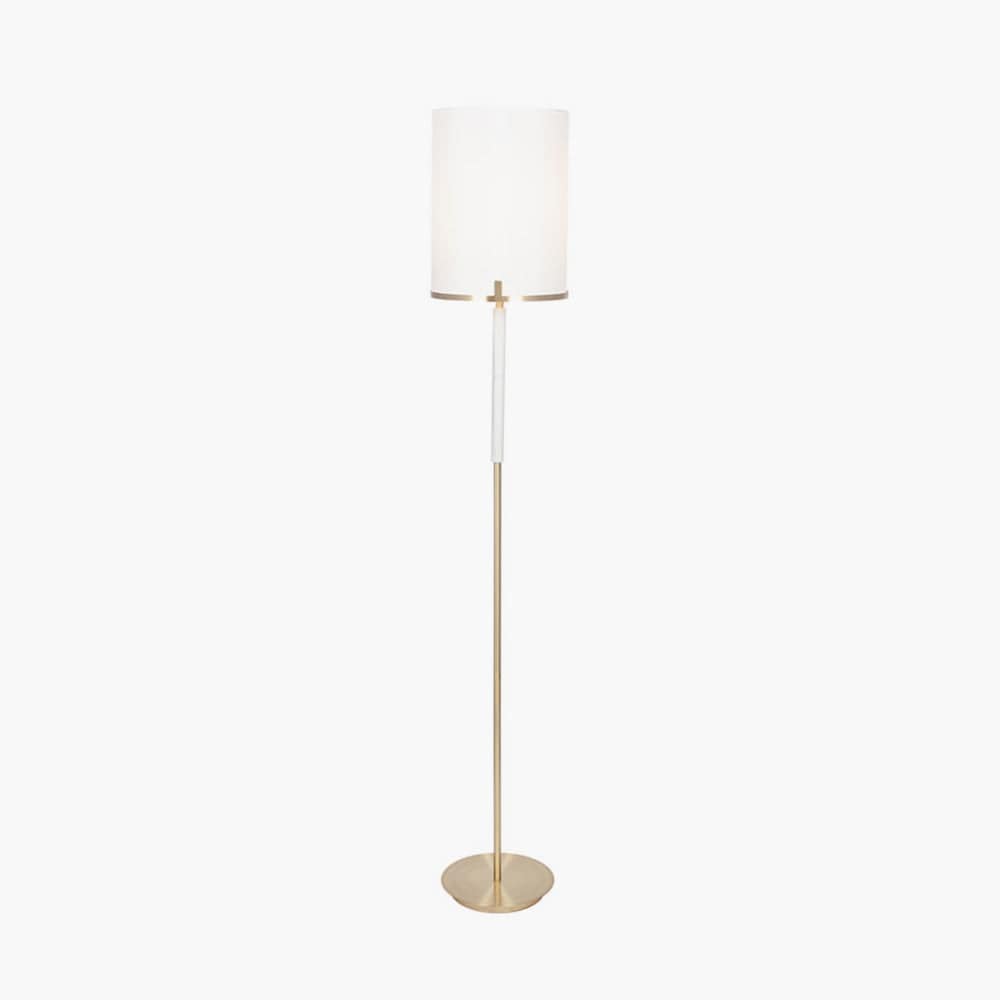 Midland Champagne Gold Metal and Marble Effect Floor Lamp.