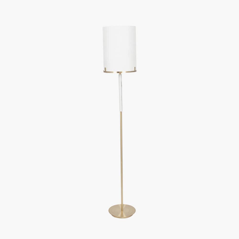 Midland Champagne Gold Metal and Marble Effect Floor Lamp.