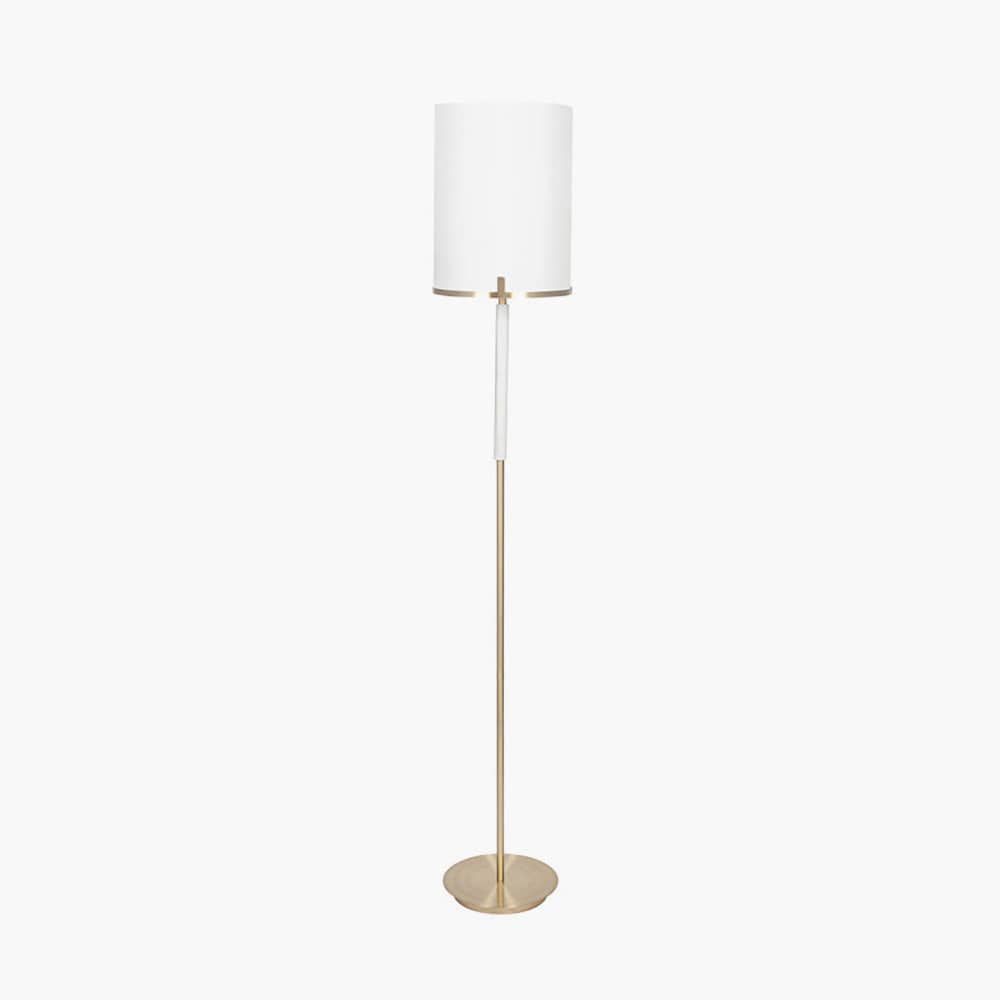 Midland Champagne Gold Metal and Marble Effect Floor Lamp.