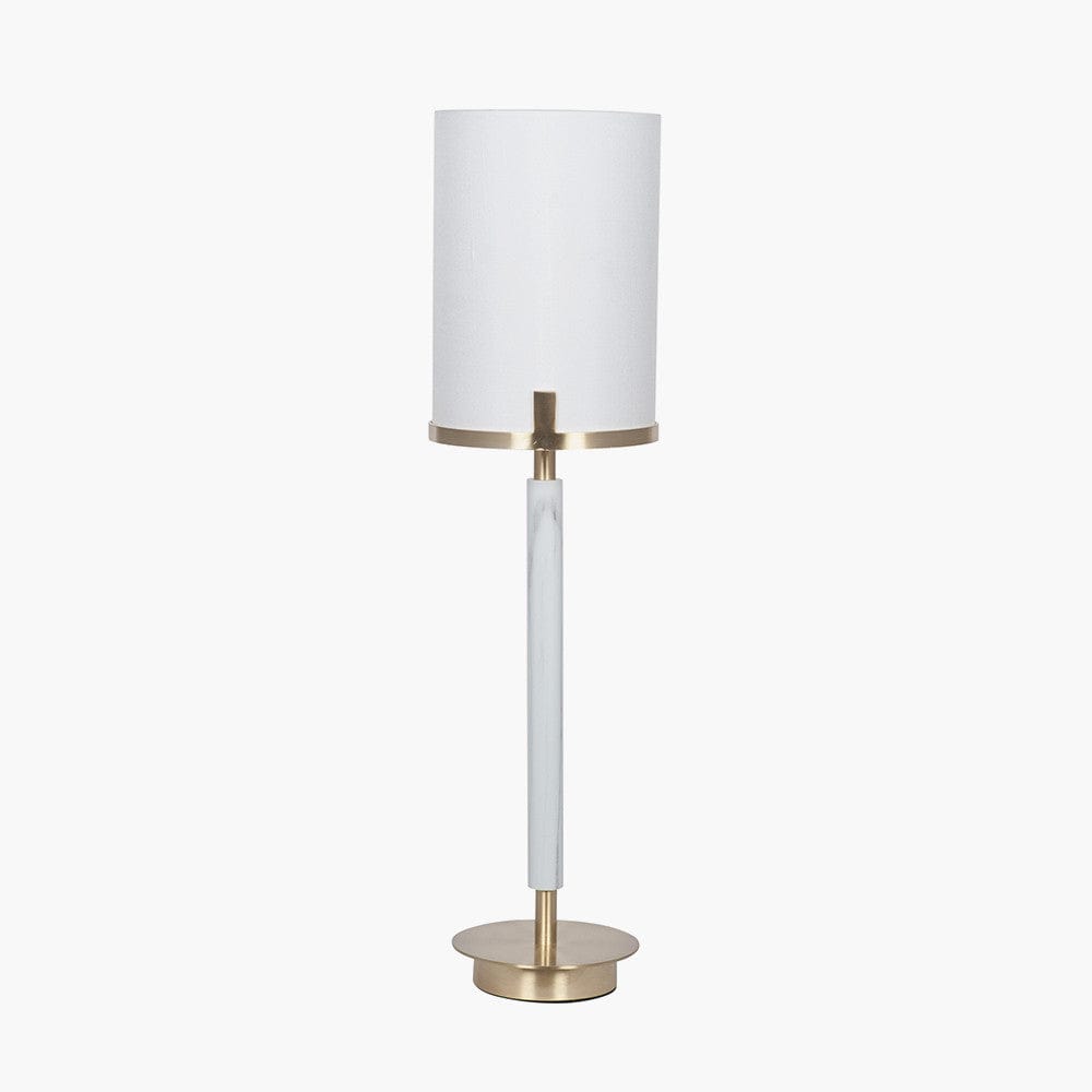 Midland Champagne Gold Metal and Marble Effect Table Lamp.