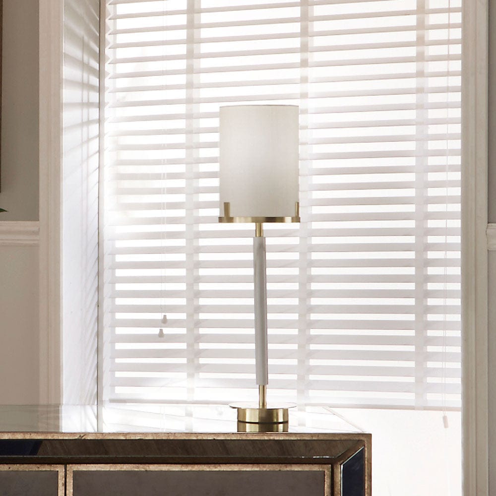 Midland Champagne Gold Metal and Marble Effect Table Lamp.