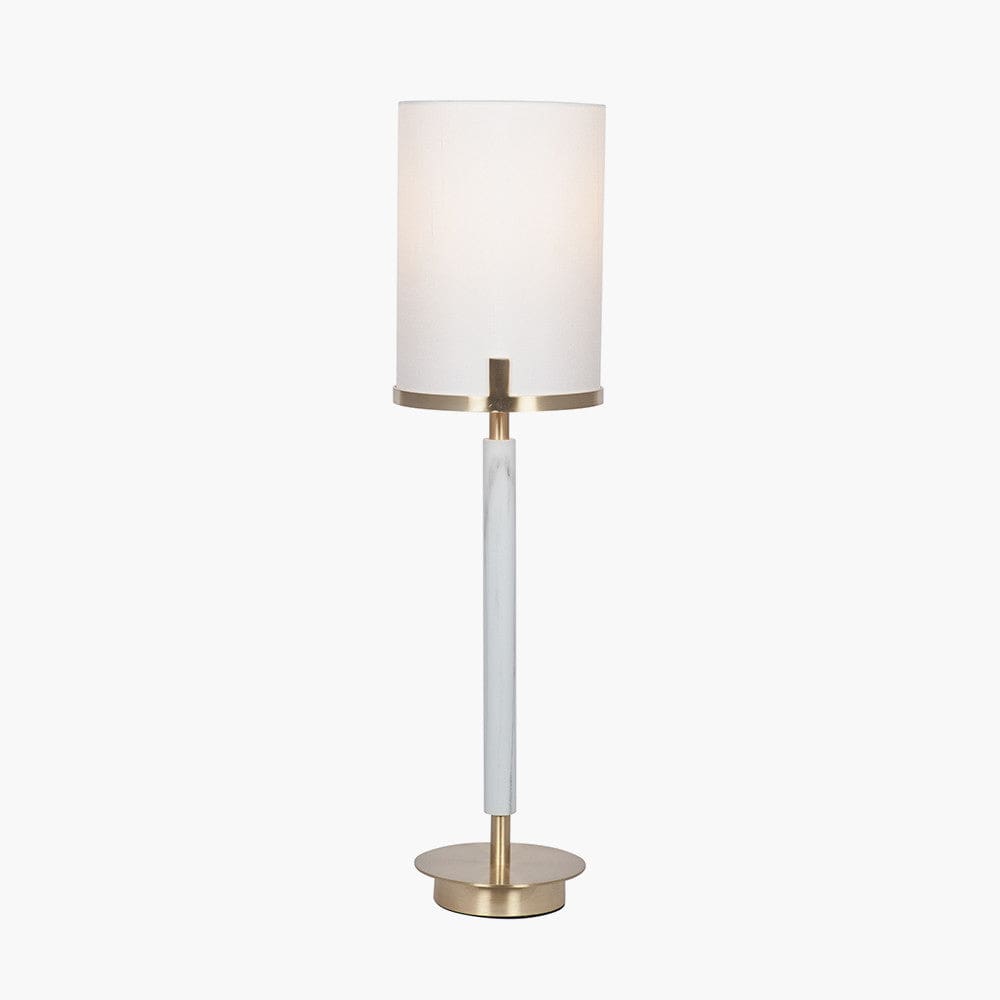 Midland Champagne Gold Metal and Marble Effect Table Lamp.