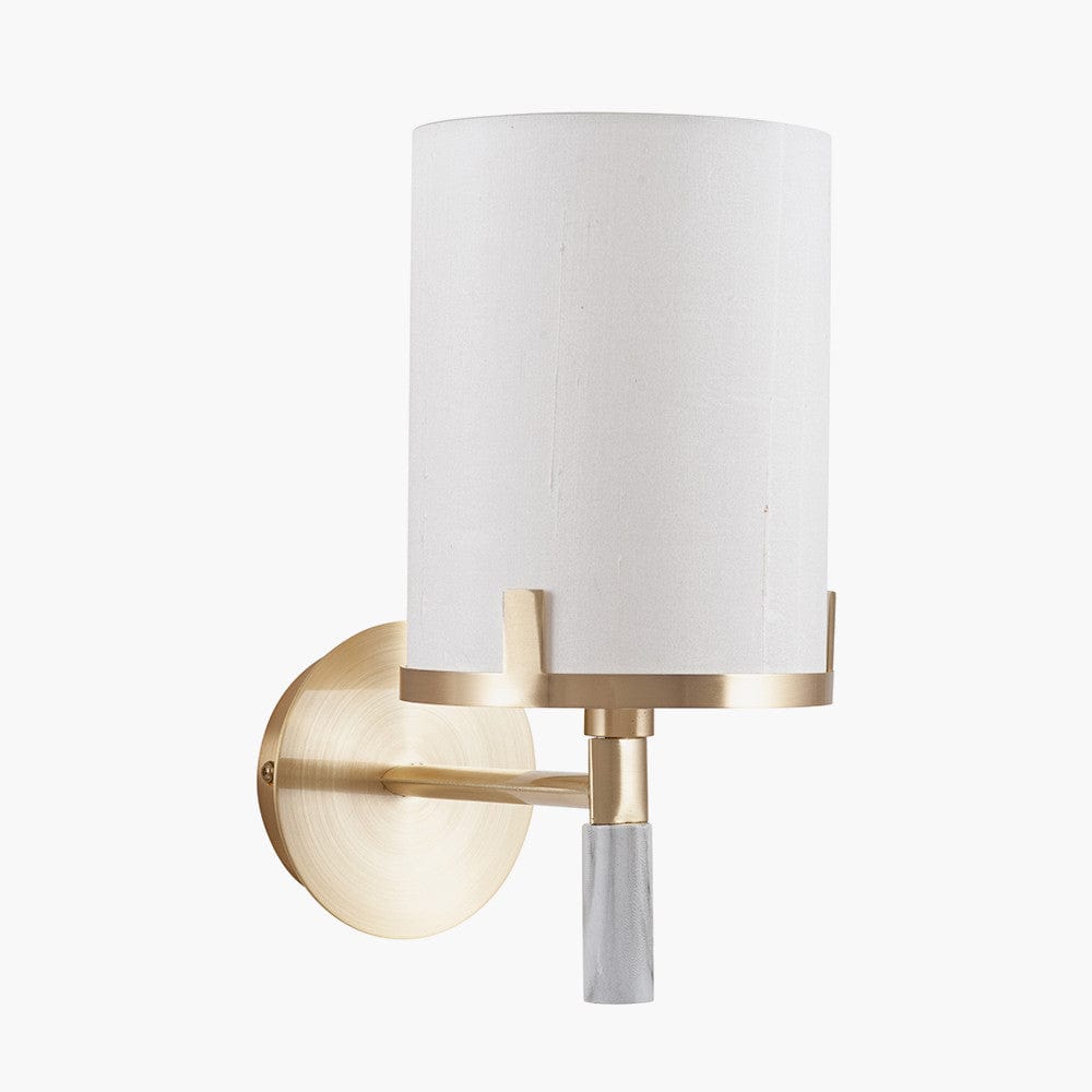 Midland Champagne Gold Metal and Marble Effect Wall Light.
