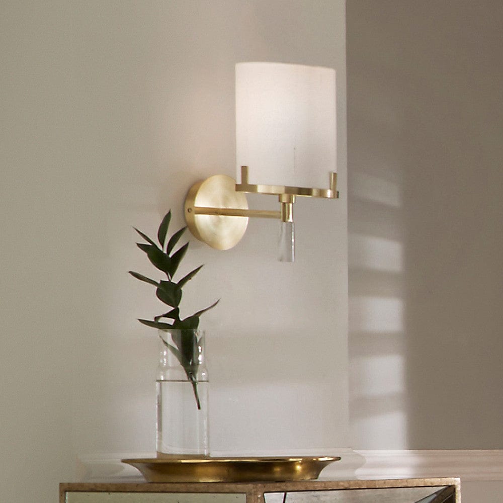 Midland Champagne Gold Metal and Marble Effect Wall Light.