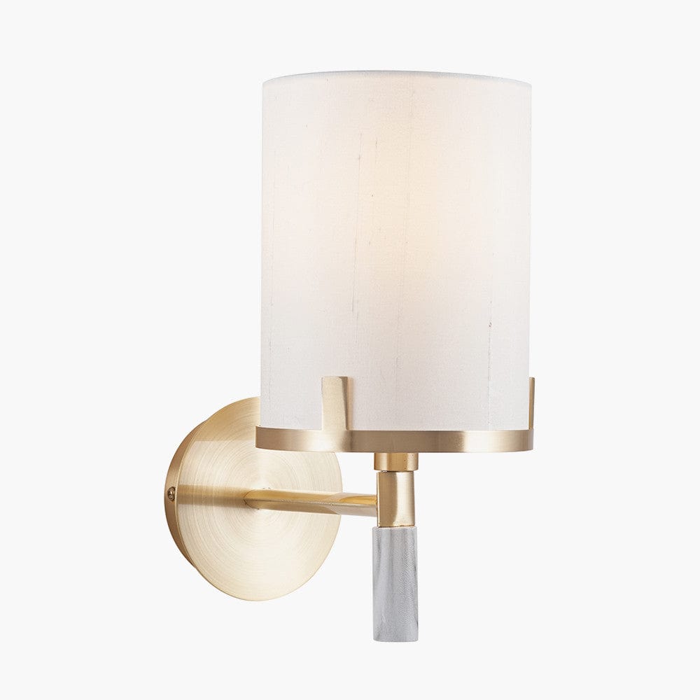 Midland Champagne Gold Metal and Marble Effect Wall Light.