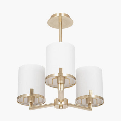 Pacific Lifestyle Lighting Midland Champagne Gold Metal Marble Effect 3 Arm Pendant House of Isabella UK