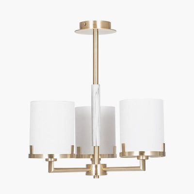 Pacific Lifestyle Lighting Midland Champagne Gold Metal Marble Effect 3 Arm Pendant House of Isabella UK