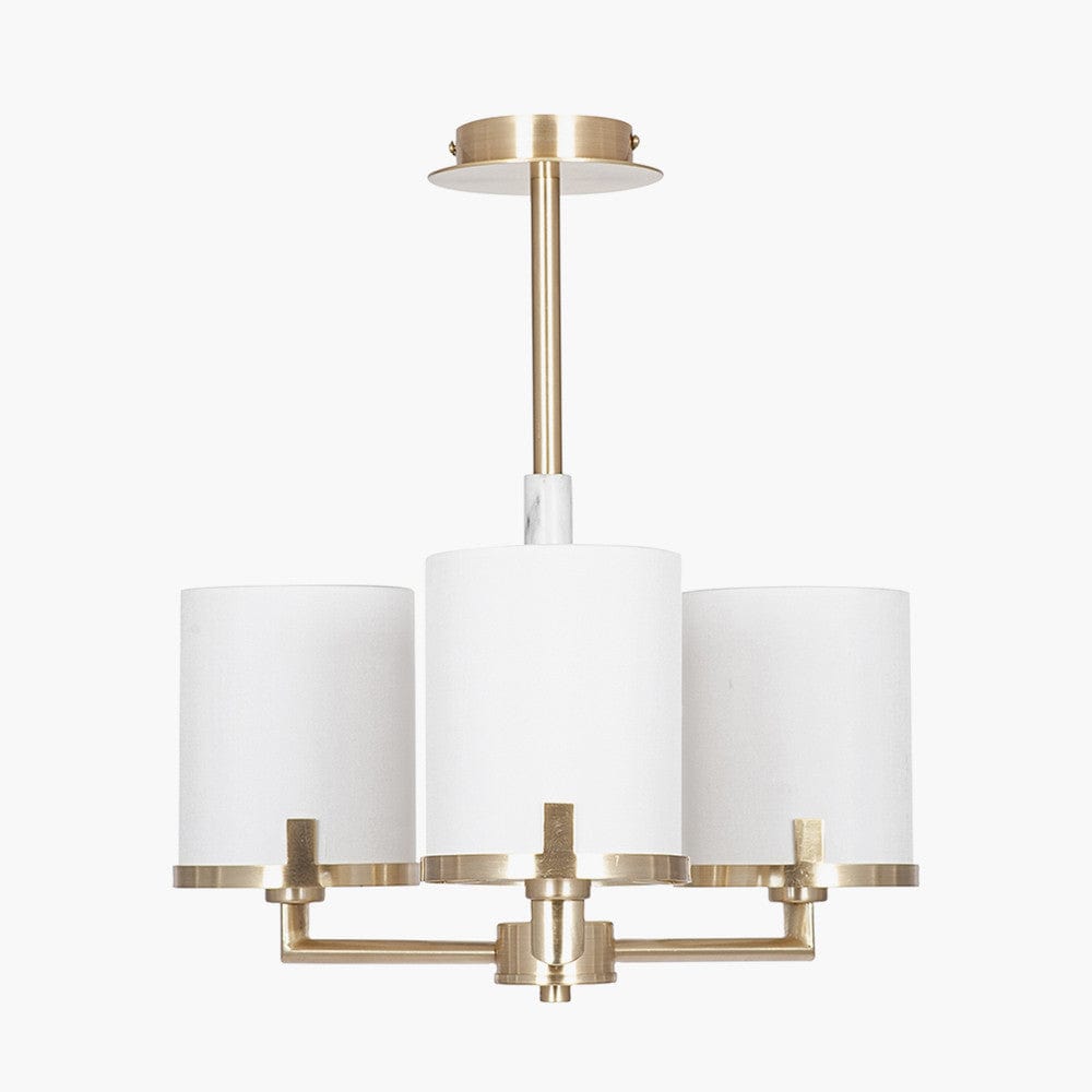 Pacific Lifestyle Lighting Midland Champagne Gold Metal Marble Effect 3 Arm Pendant House of Isabella UK