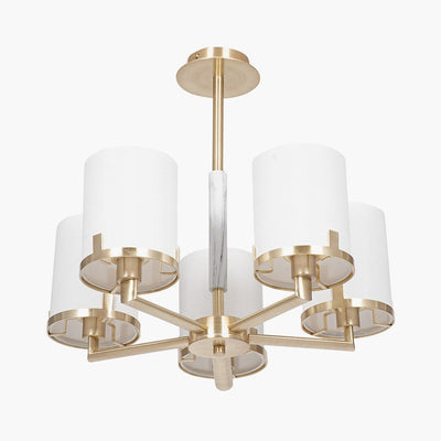 Pacific Lifestyle Lighting Midland Champagne Gold Metal Marble Effect 5 Arm Pendant House of Isabella UK