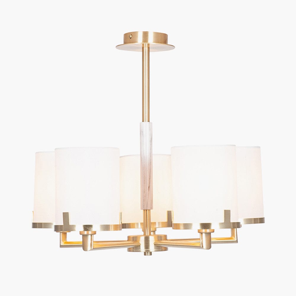 Pacific Lifestyle Lighting Midland Champagne Gold Metal Marble Effect 5 Arm Pendant House of Isabella UK