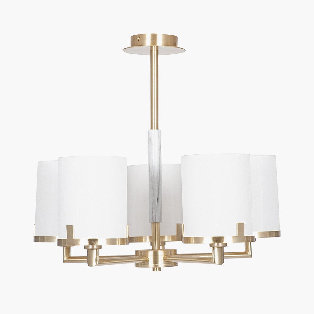 Pacific Lifestyle Lighting Midland Champagne Gold Metal Marble Effect 5 Arm Pendant House of Isabella UK