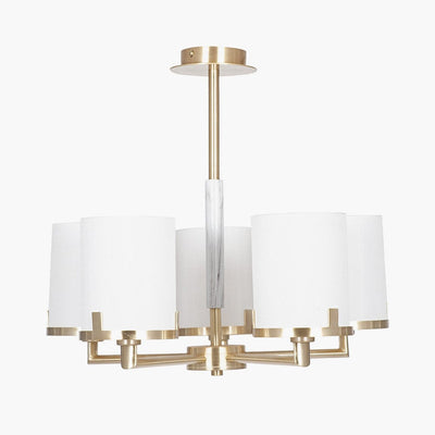 Pacific Lifestyle Lighting Midland Champagne Gold Metal Marble Effect 5 Arm Pendant House of Isabella UK