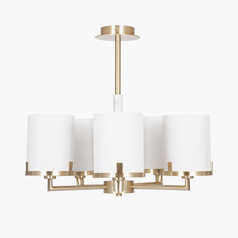 Pacific Lifestyle Lighting Midland Champagne Gold Metal Marble Effect 5 Arm Pendant House of Isabella UK