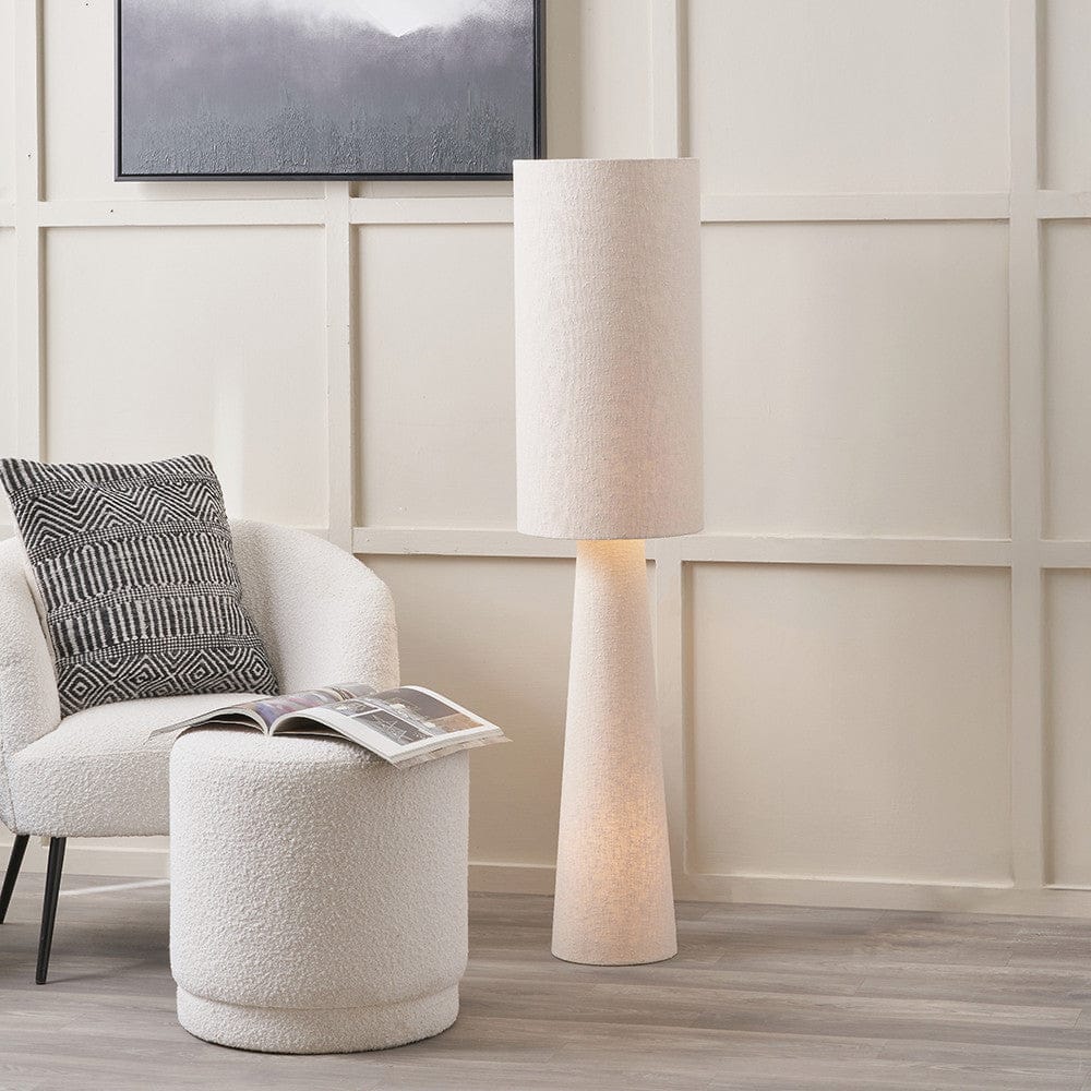 Pacific Lifestyle Lighting Mirissa White Slubby Handloom Fabric Floor Lamp House of Isabella UK
