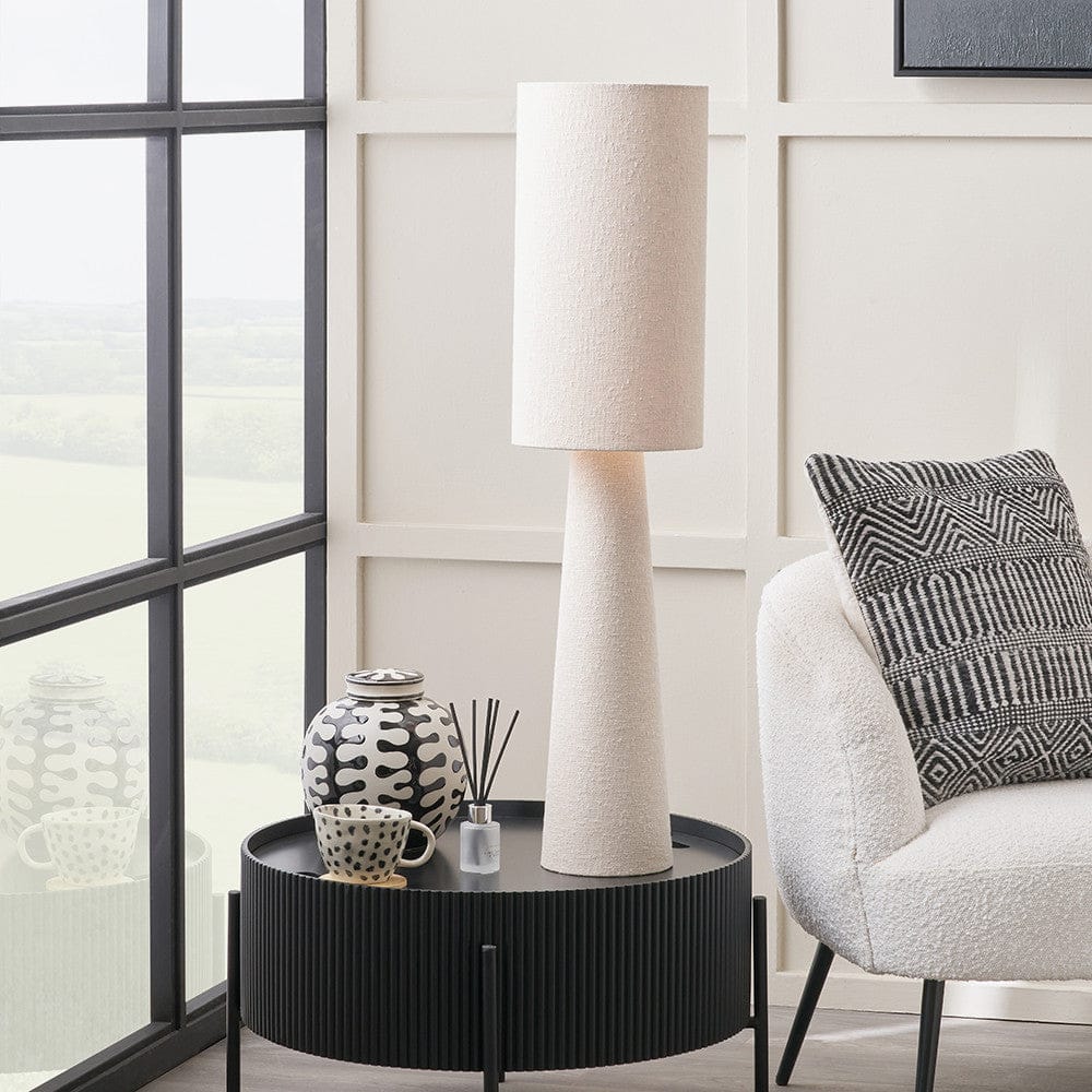 Pacific Lifestyle Lighting Mirissa White Slubby Handloom Fabric Table Lamp House of Isabella UK