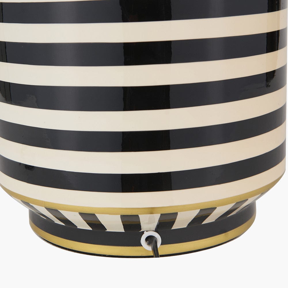 Mono Humbug Black and White Tall Table Lamp Base with Bow 40cm Forest Green Velvet Cylinder Lampshade.