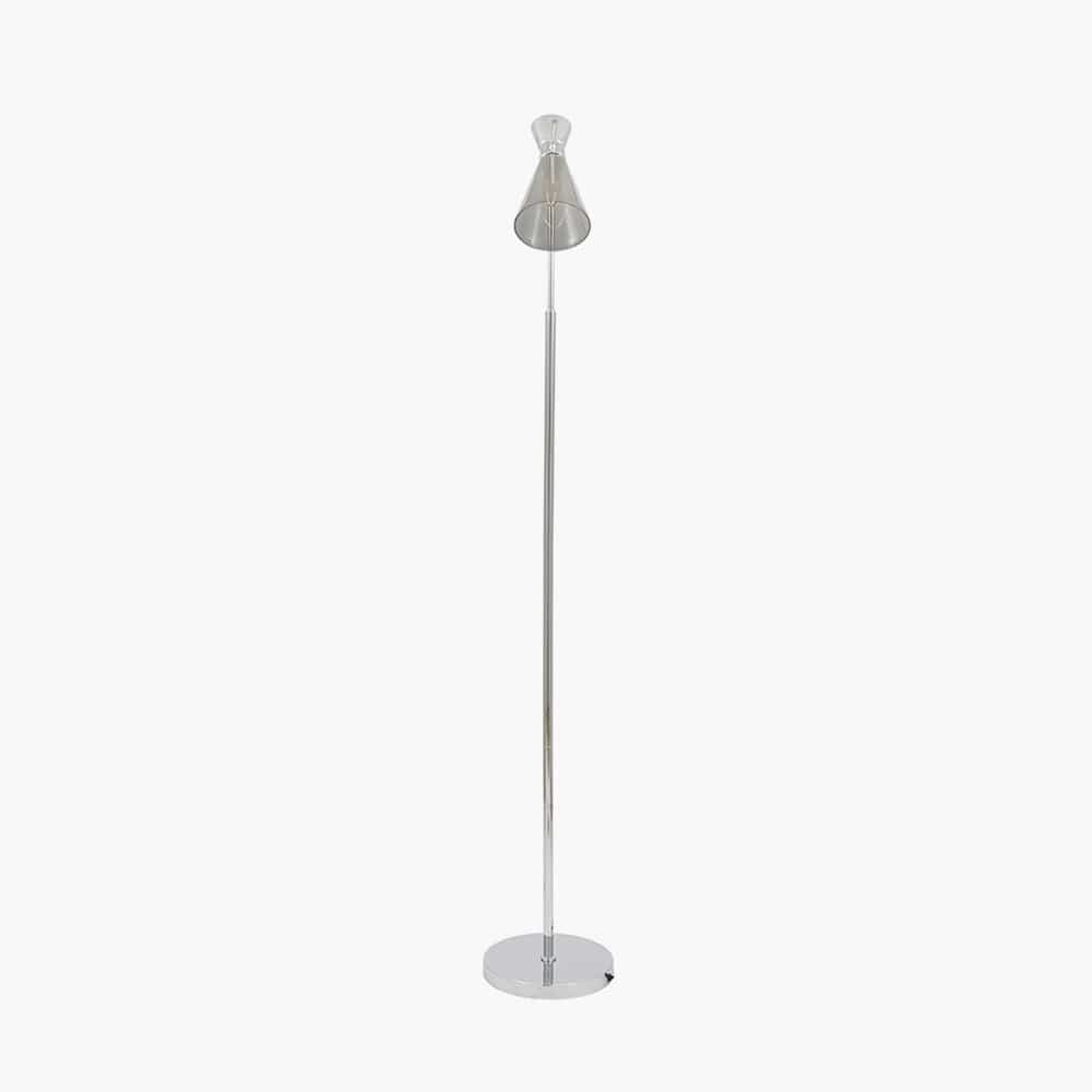 Pacific Lifestyle Lighting Monroe Smoke Glass and Silver Metal Waisted Floor Lamp House of Isabella UK