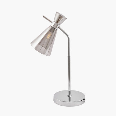 Pacific Lifestyle Lighting Monroe Smoke Glass and Silver Metal Waisted Table Lamp House of Isabella UK