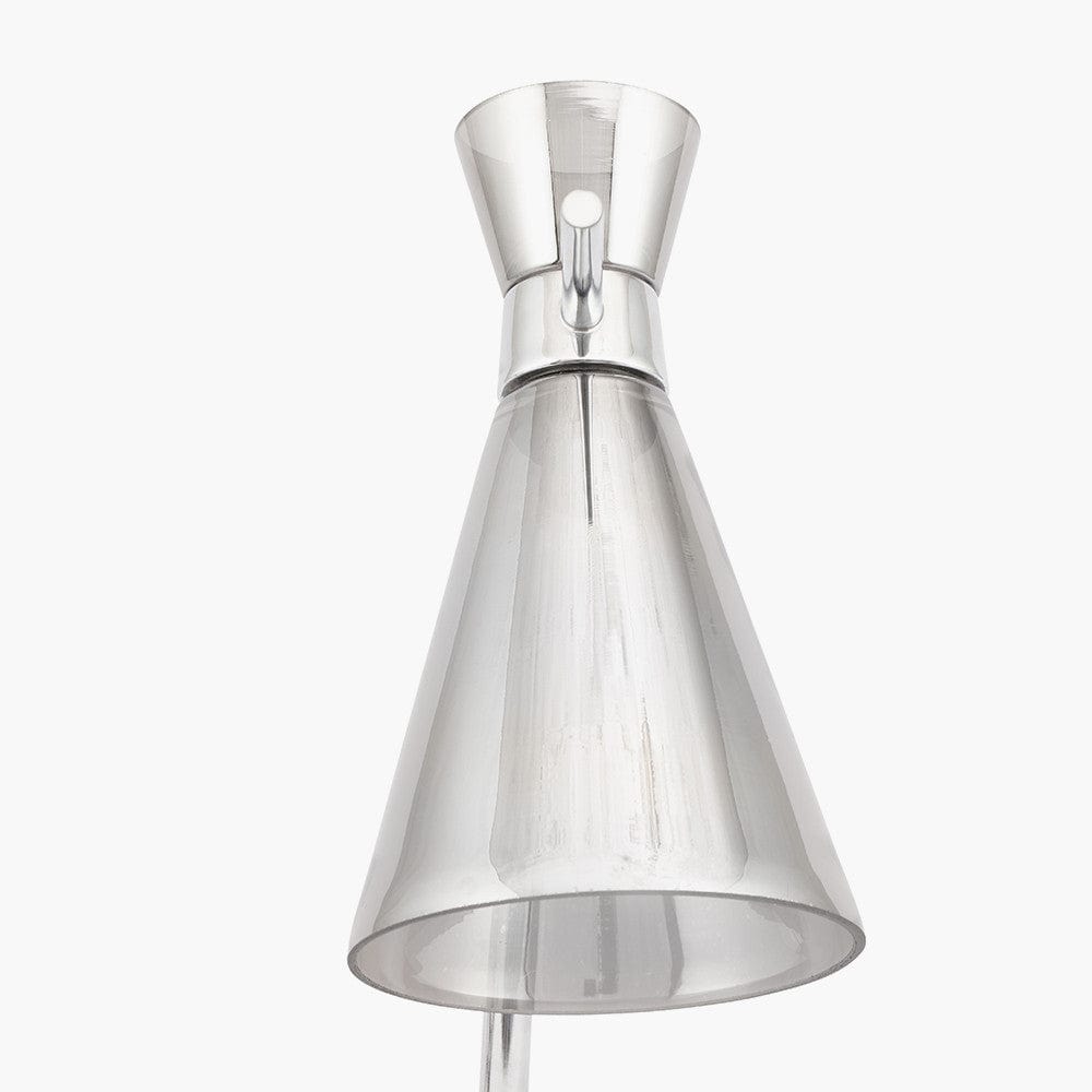 Monroe Smoke Glass and Silver Metal Waisted Table Lamp.