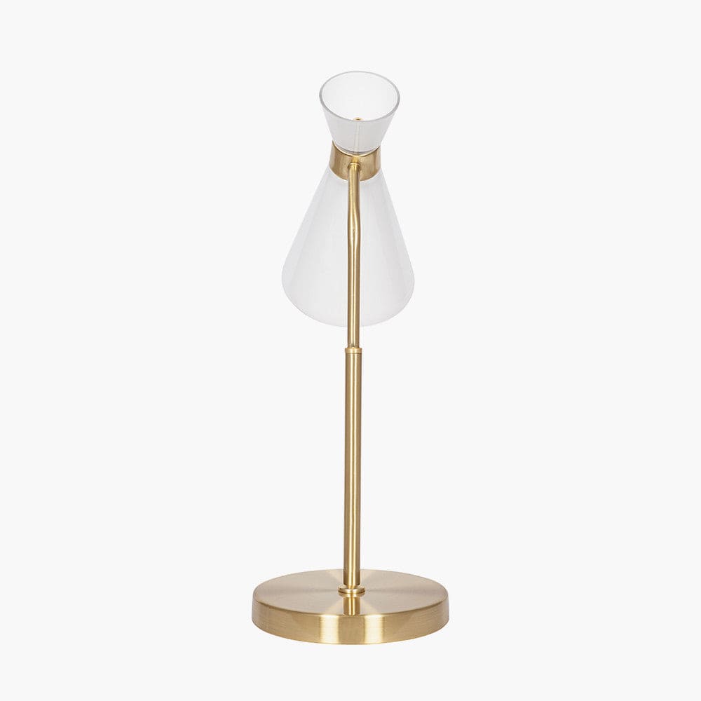 Monroe White Glass and Gold Metal Waisted Table Lamp.