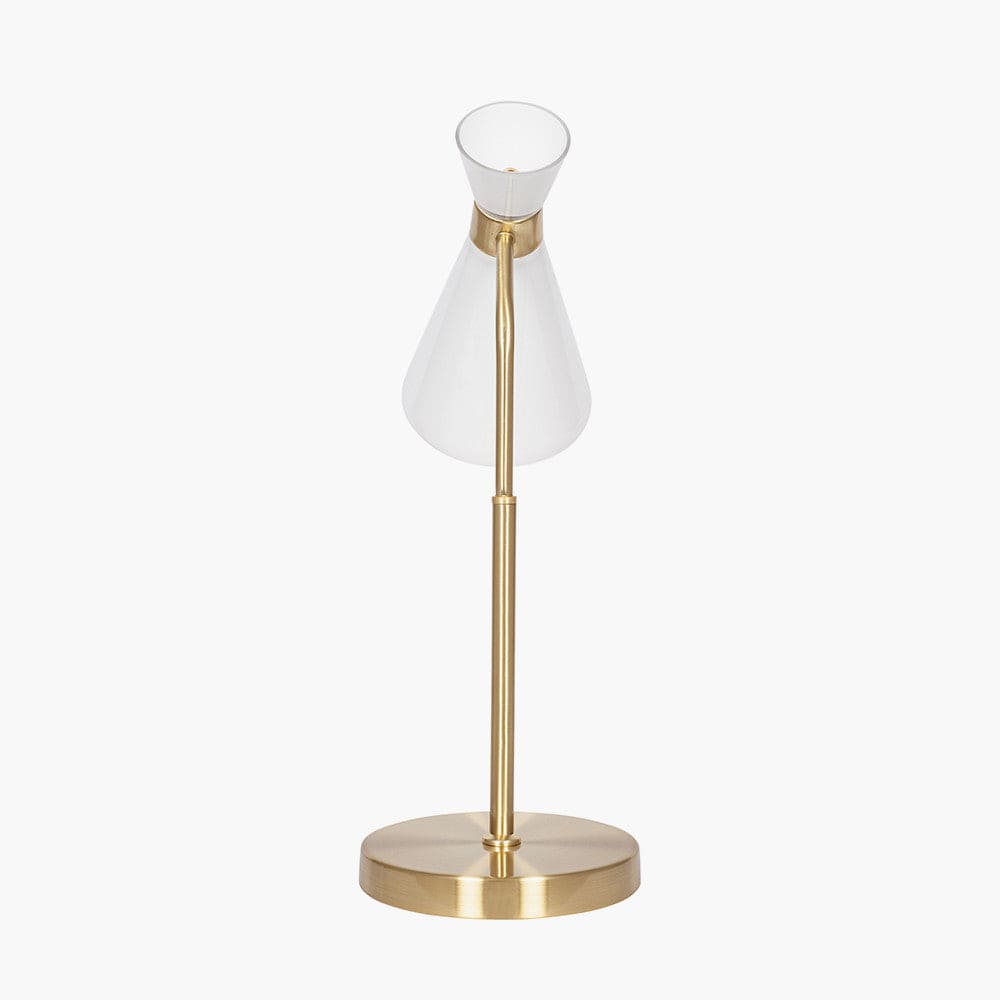 Pacific Lifestyle Lighting Monroe White Glass and Gold Metal Waisted Table Lamp House of Isabella UK