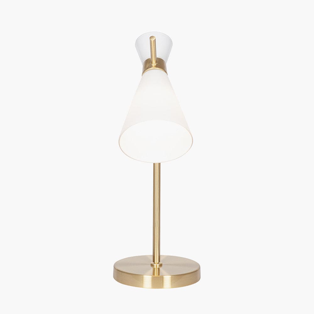 Monroe White Glass and Gold Metal Waisted Table Lamp.