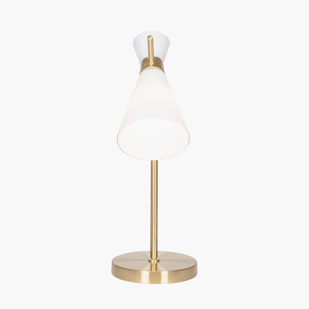 Pacific Lifestyle Lighting Monroe White Glass and Gold Metal Waisted Table Lamp House of Isabella UK