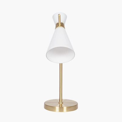 Pacific Lifestyle Lighting Monroe White Glass and Gold Metal Waisted Table Lamp House of Isabella UK