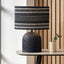 Nelu Black Engraved Wood Dome Table Lamp Base.