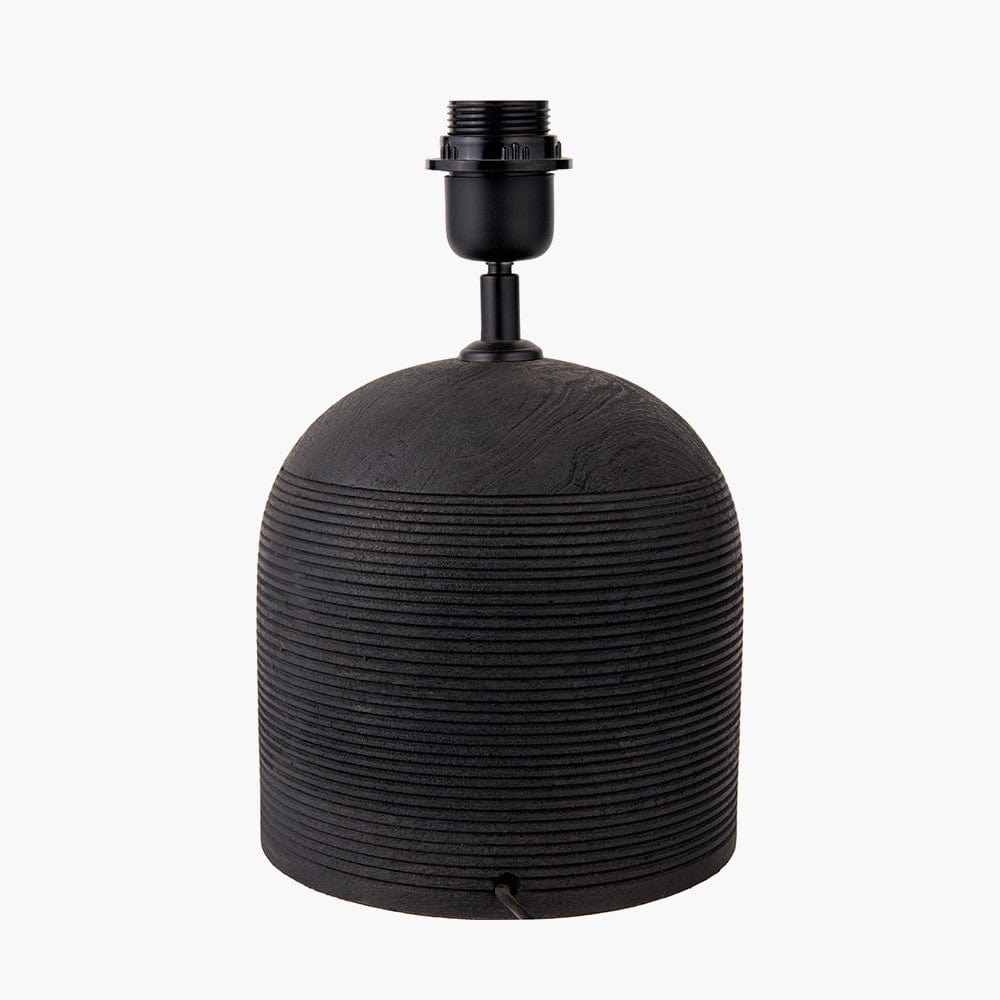 Nelu Black Engraved Wood Dome Table Lamp Base.