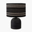 Nelu Black Engraved Wood Dome Table Lamp Base.
